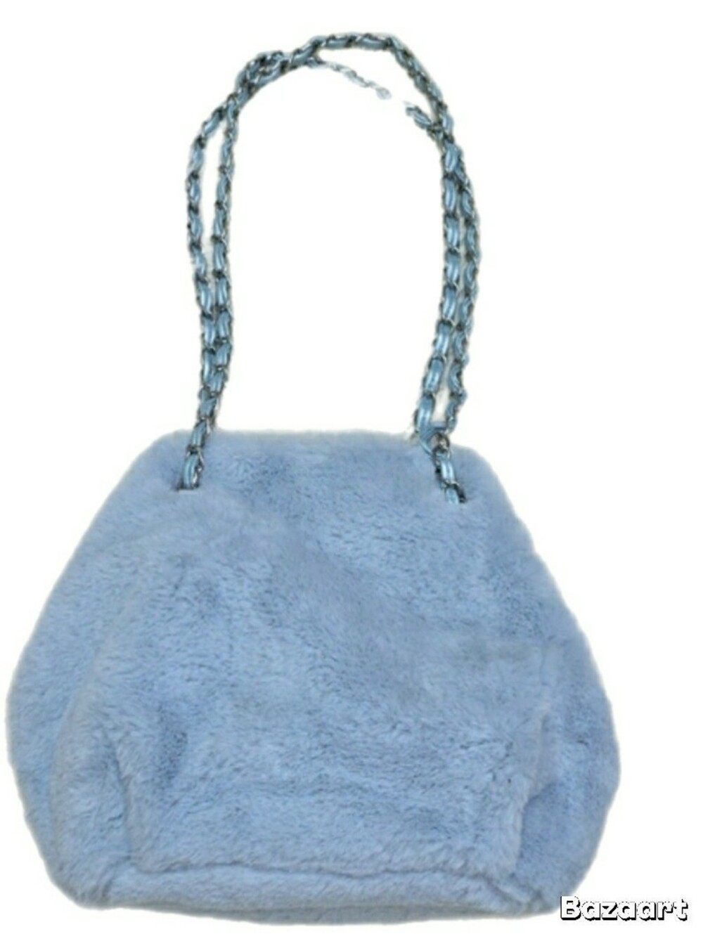 Geir Ness Plush Light Blue Shoulder Bag with Chain Straps